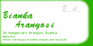 bianka aranyosi business card